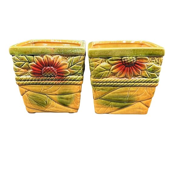 Robinson Ransbottom Pottery Company Vintage "Celestial Sun Moon" Unique Set Of 2 - Picture 7 of 11